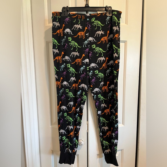 Dinosaur 🦖 2 Pc Pajamas / Thermal Underwear- Black w Dino Skeletons - Picture 7 of 8